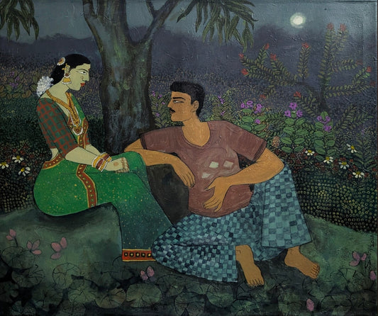 Just Us, acrylic on canvas, 36x30 inches — original artwork by Sathya N Prabhu