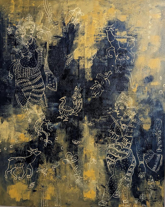 From the Textile, abstract acrylic on canvas, 30x36 inches — original artwork by Sathya N Prabhu