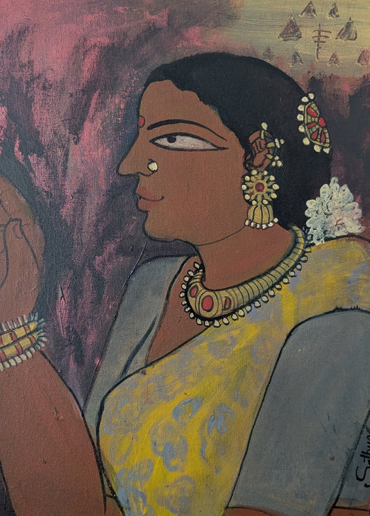 Waiting, acrylic on canvas, 12x16 inches — original artwork by Sathya N Prabhu