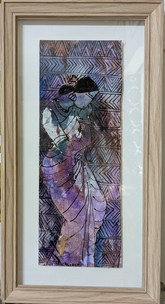 She is 8, mixed media on canvas, 7x18 inches — original artwork by Sathya N Prabhu