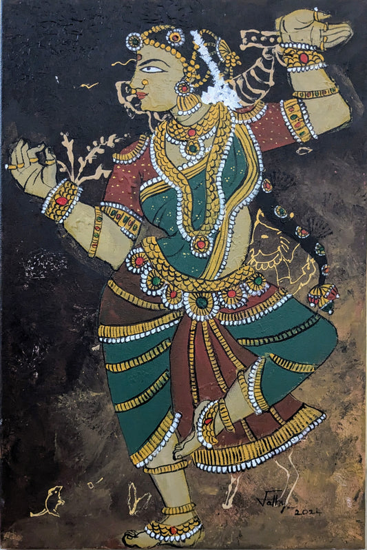 Dance Moment Shift 1, acrylic on canvas, 16x24 inches — original artwork by Sathya N Prabhu