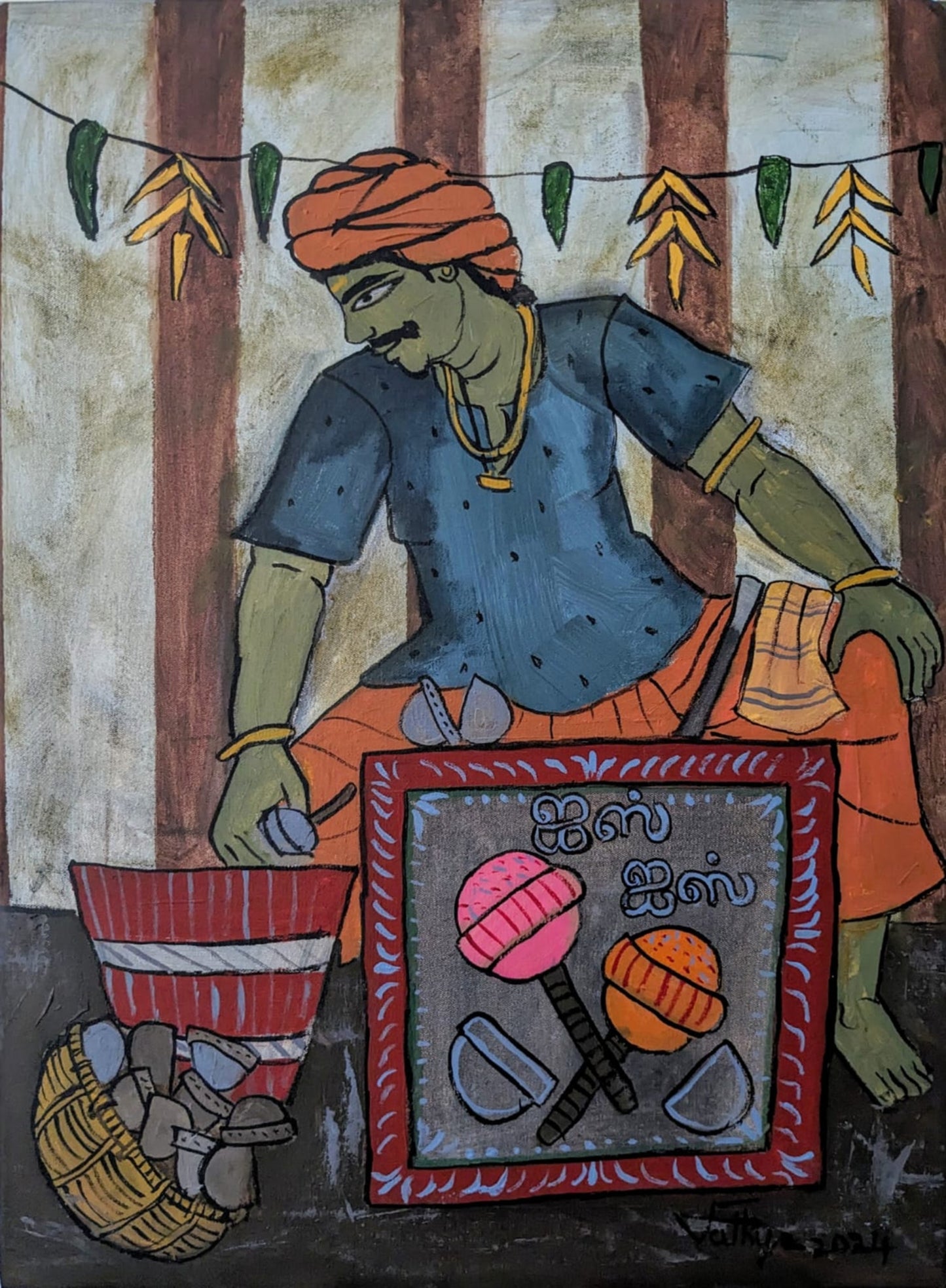Ice-Ice-Pop-Pop, acrylic on canvas, 18x24 inches — original artwork by Sathya N Prabhu