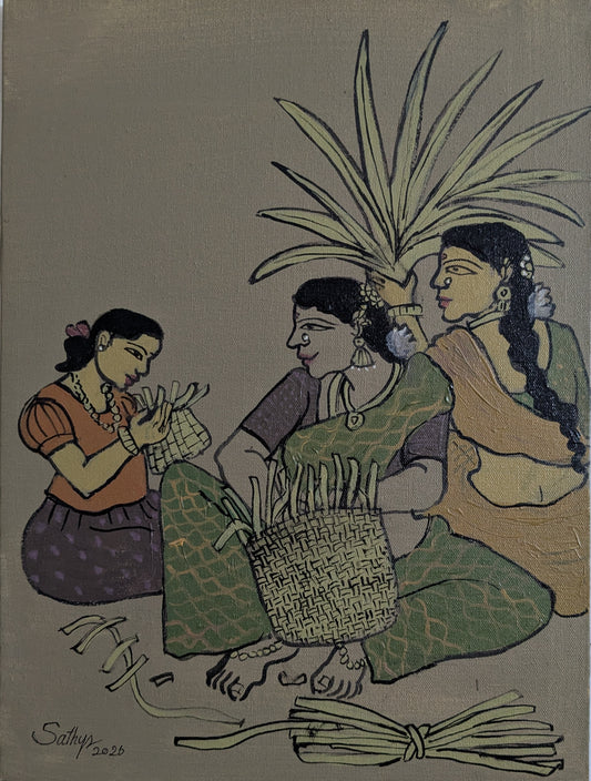 At Home 5, acrylic on canvas, 12x16 inches — original artwork by Sathya N Prabhu