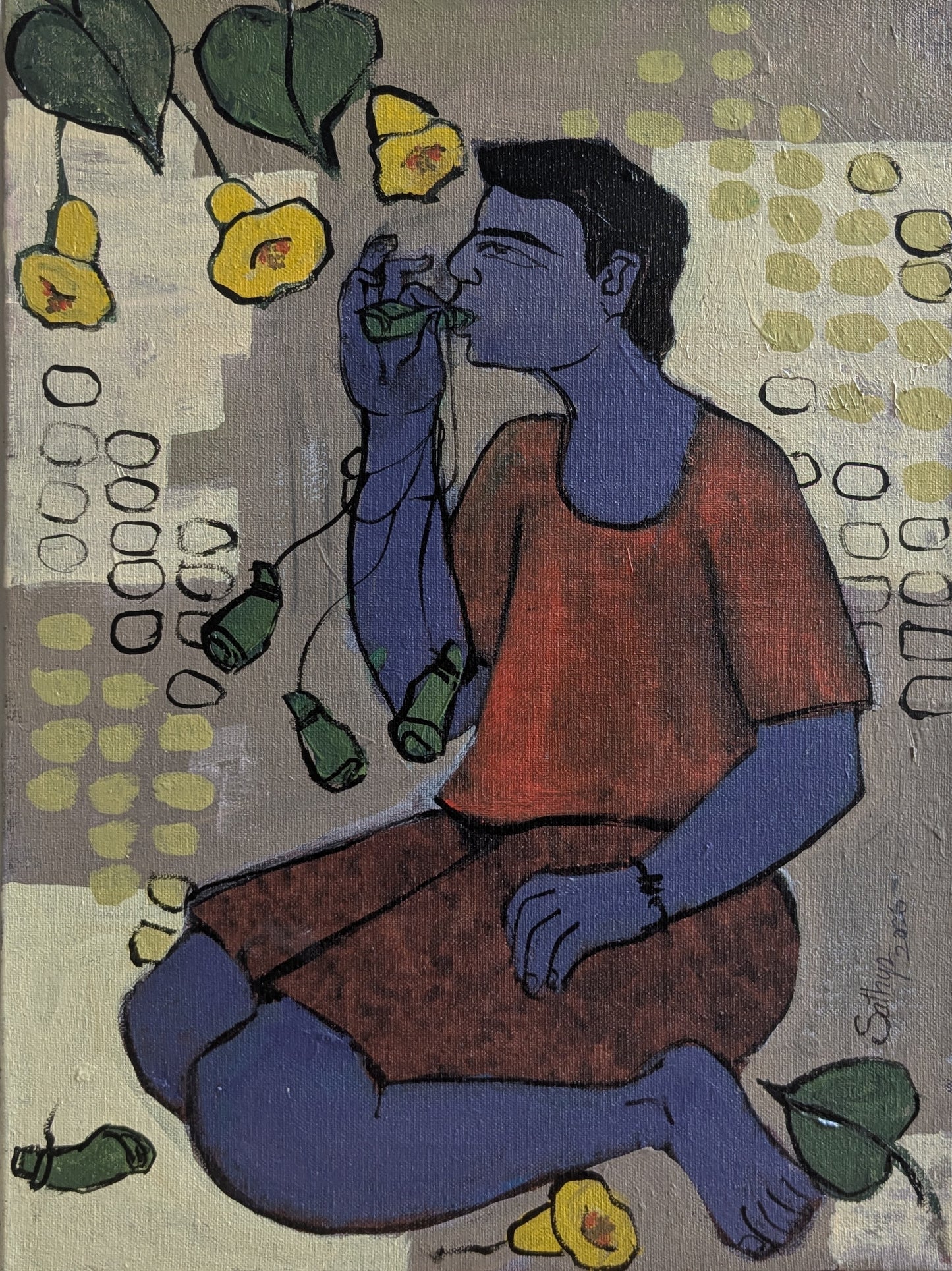 Childhood 1, acrylic on canvas, 12x16 inches — original artwork by Sathya N Prabhu