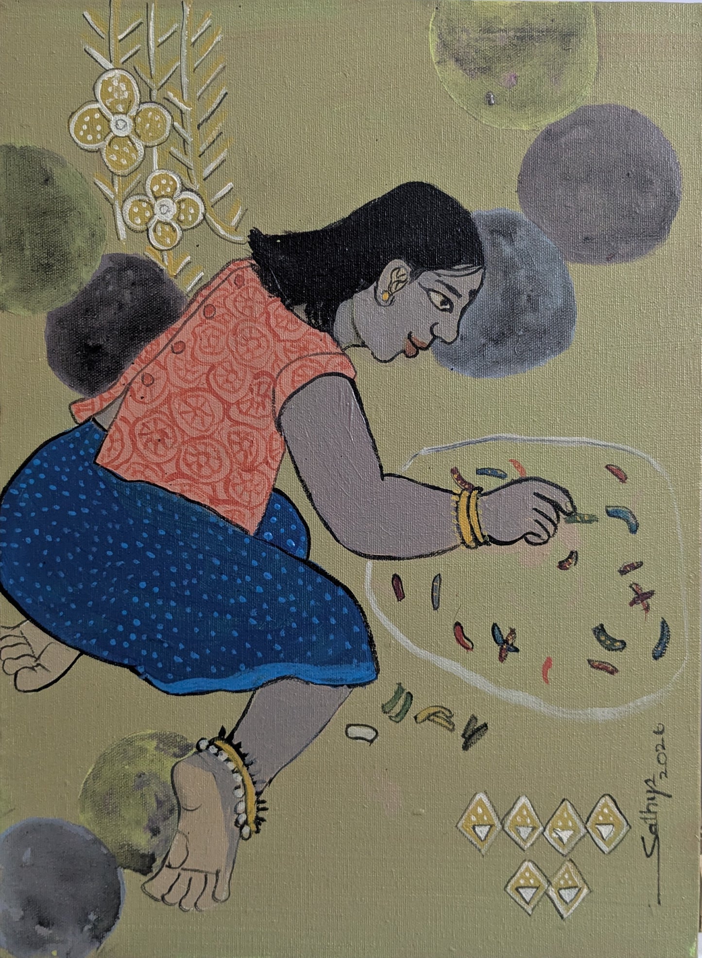 Childhood 3, acrylic on canvas, 12x16 inches — original artwork by Sathya N Prabhu