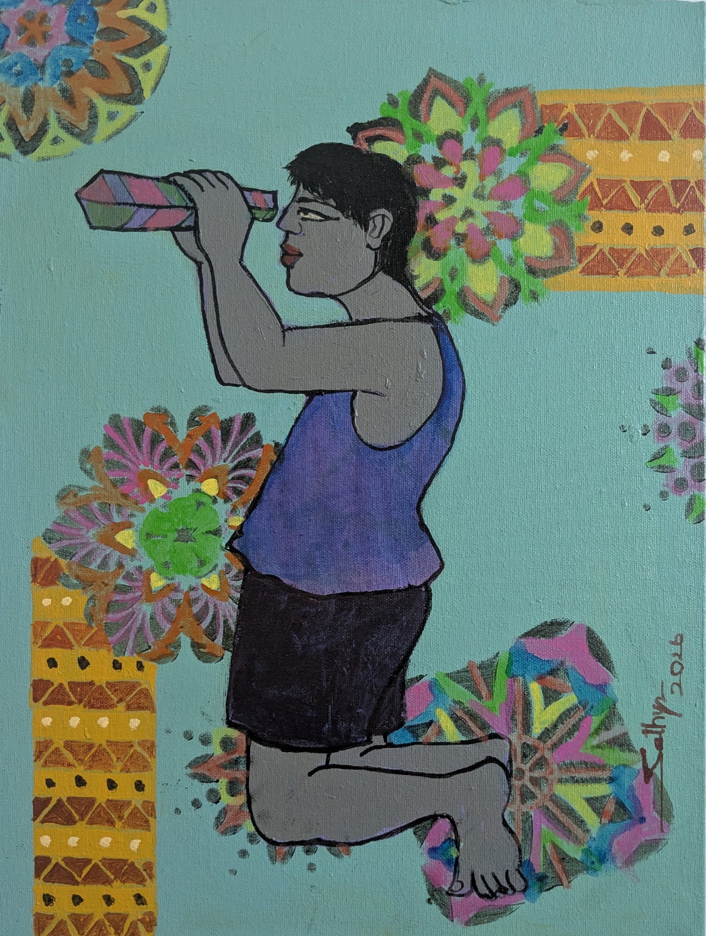 Childhood 4, acrylic on canvas, 12x16 inches — original artwork by Sathya N Prabhu