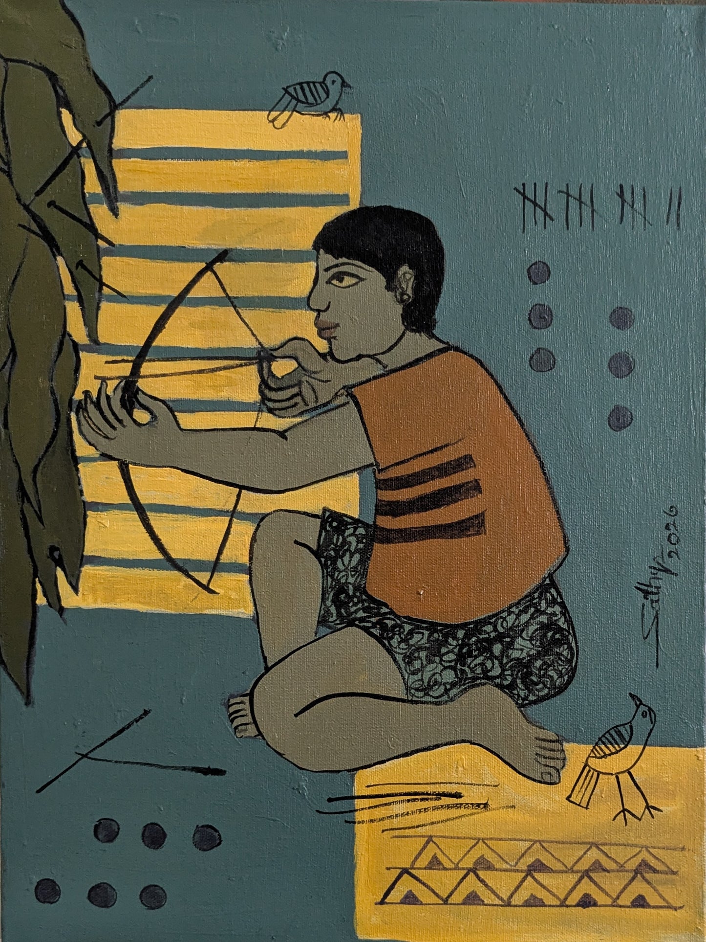 Childhood 5, acrylic on canvas, 12x16 inches — original artwork by Sathya N Prabhu