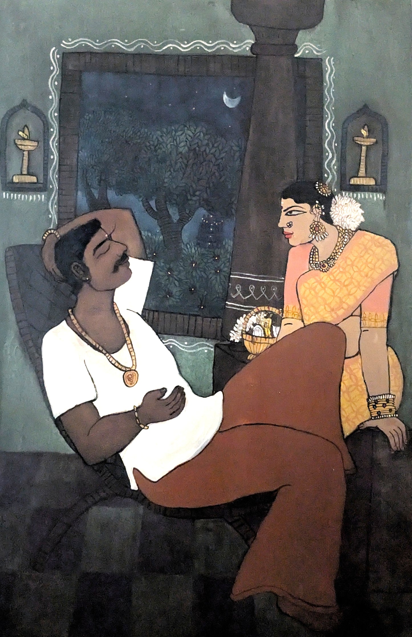 Evening, acrylic on canvas, 24x36 inches — original artwork by Sathya N Prabhu