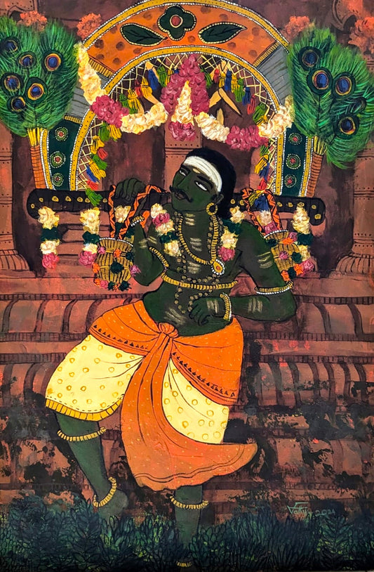 Kavadi Attam, acrylic on canvas, 24x36 inches — original South Indian festival artwork by Sathya N Prabhu