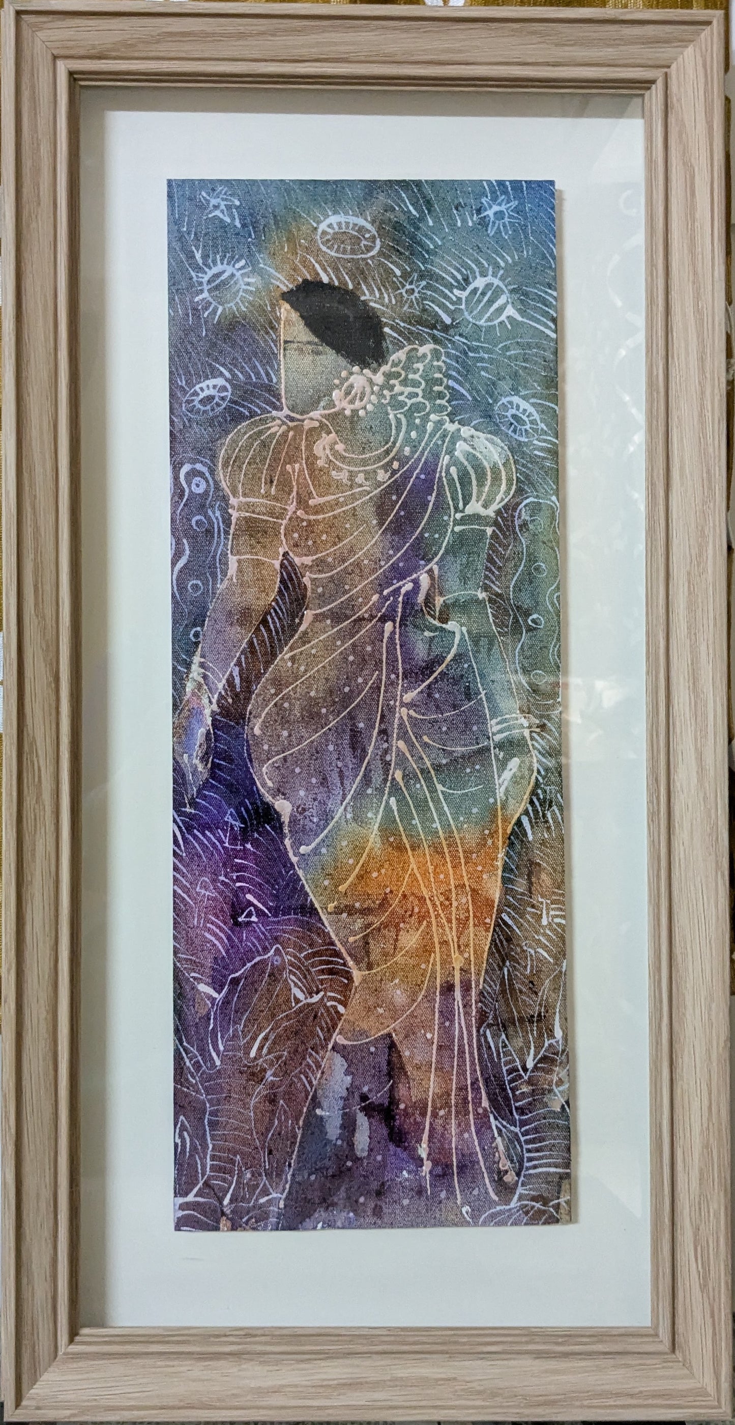 She is 7, mixed media on canvas, 7x18 inches — original artwork by Sathya N Prabhu