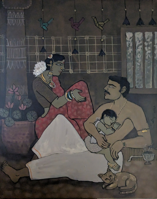 Sweet Whispers, acrylic on canvas, 24x30 inches — original artwork by Sathya N Prabhu