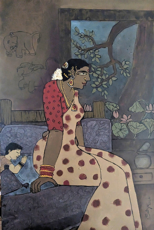 The Morning, acrylic on canvas, 24x36 inches — original artwork by Sathya N Prabhu