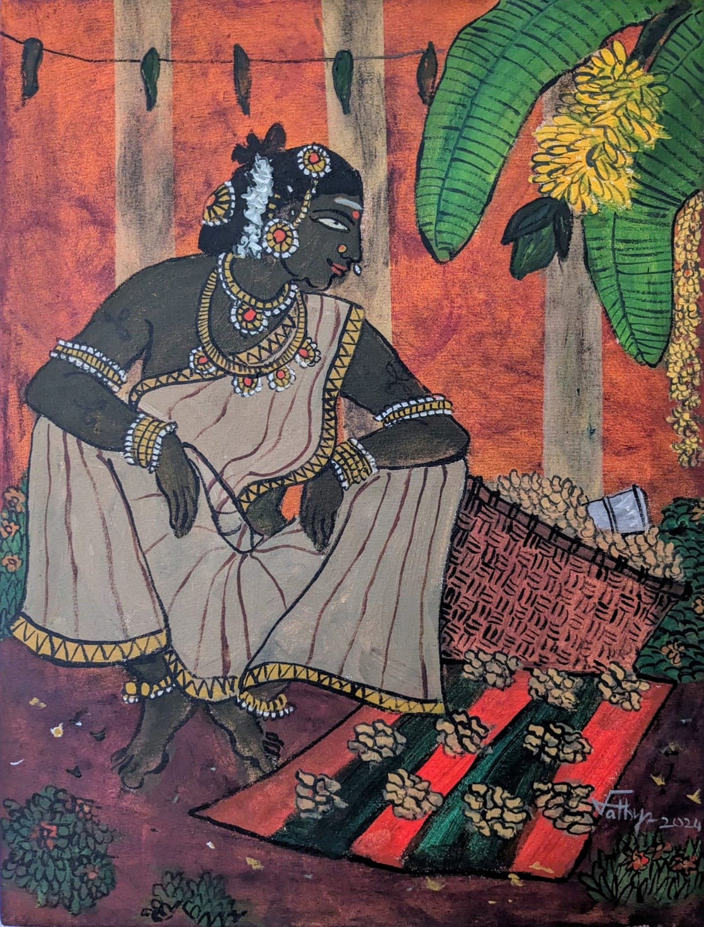 Vendor of Peanut, acrylic on canvas, 18x24 inches — original artwork by Sathya N Prabhu