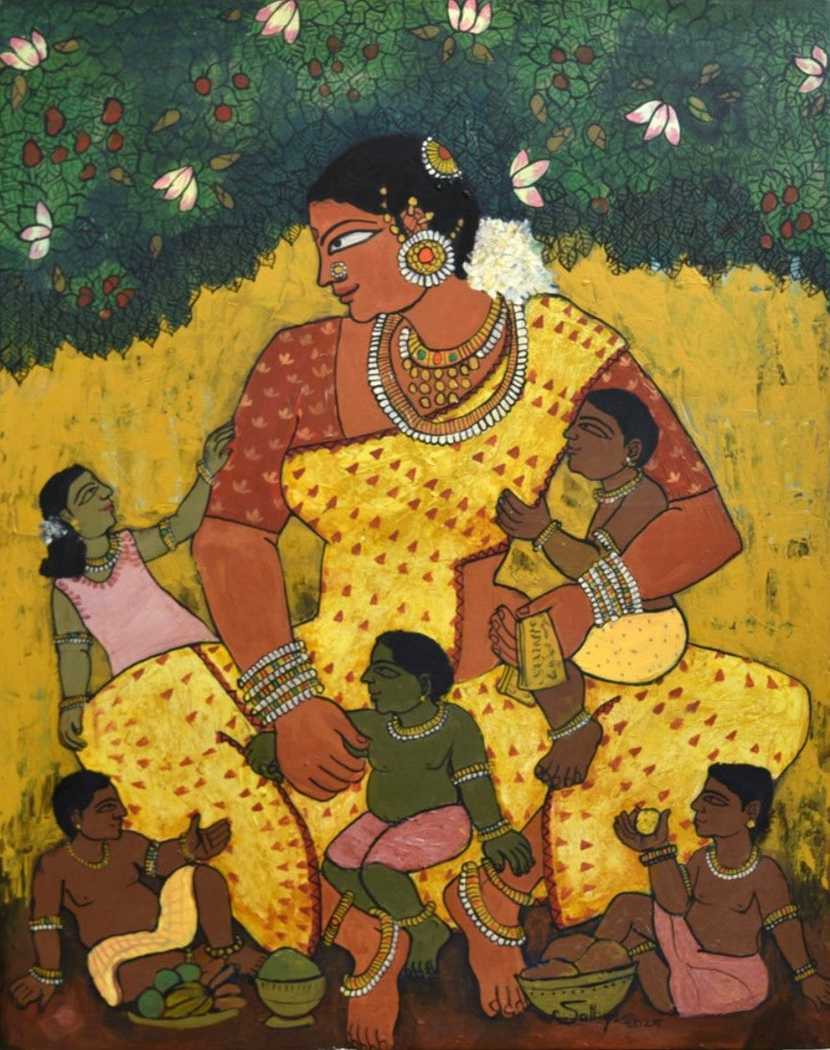 Maatrishakti - The Mother, acrylic on canvas, 24x30 inches — original artwork by Sathya N Prabhu