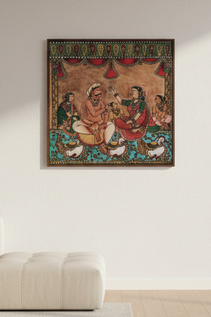 Family Time, acrylic on canvas, 24x24 inches — original artwork by Sathya N Prabhu