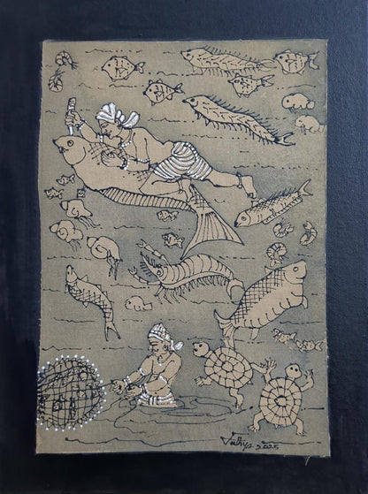 Fishing 3 | 12x16 | Mixed Media