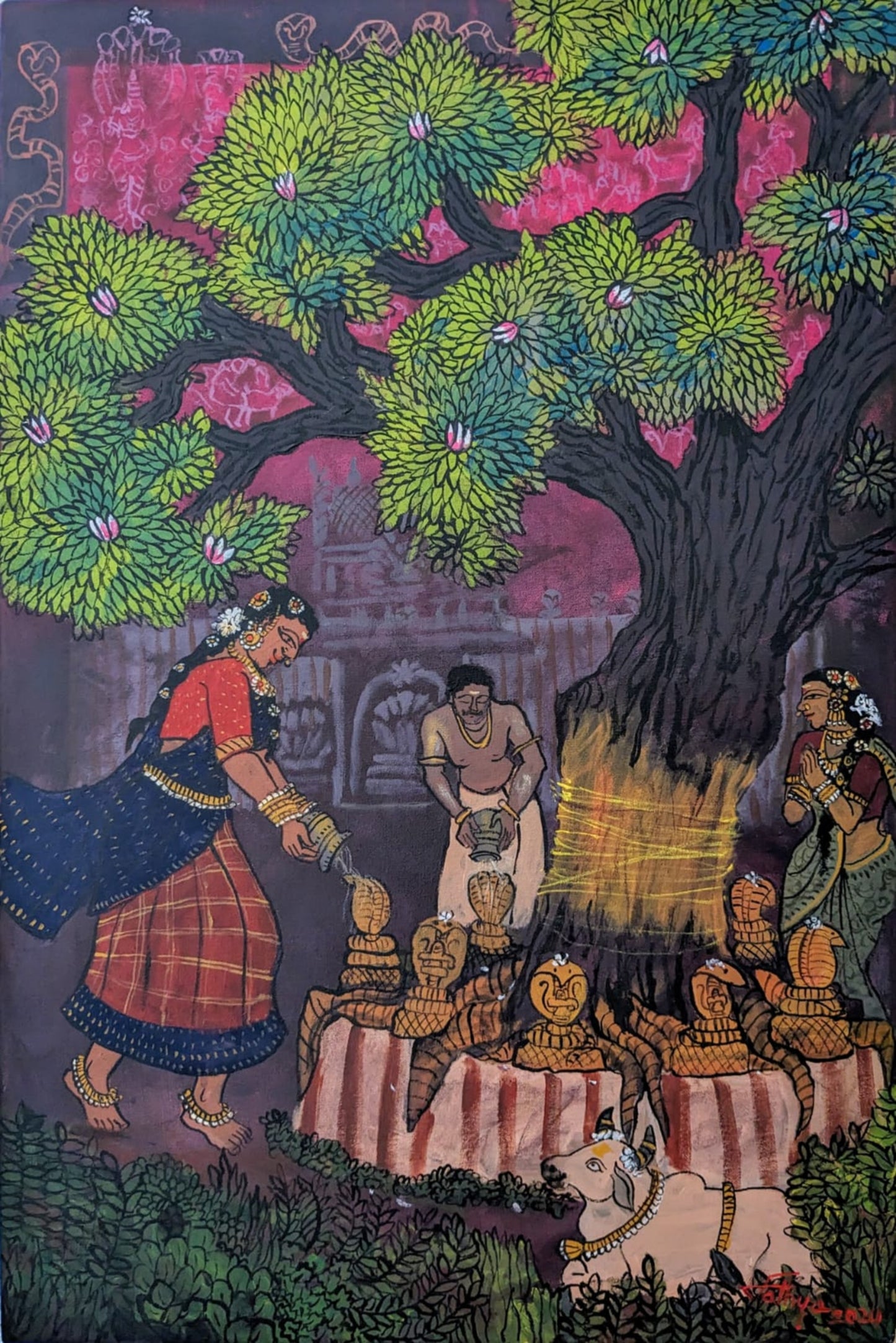 Nagaraja, an ancient sacred deity | 24x36 | Acrylic
