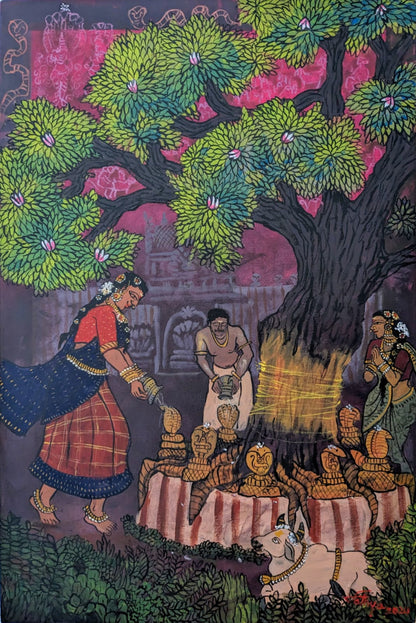 Nagaraja, an ancient sacred deity | 24x36 | Acrylic
