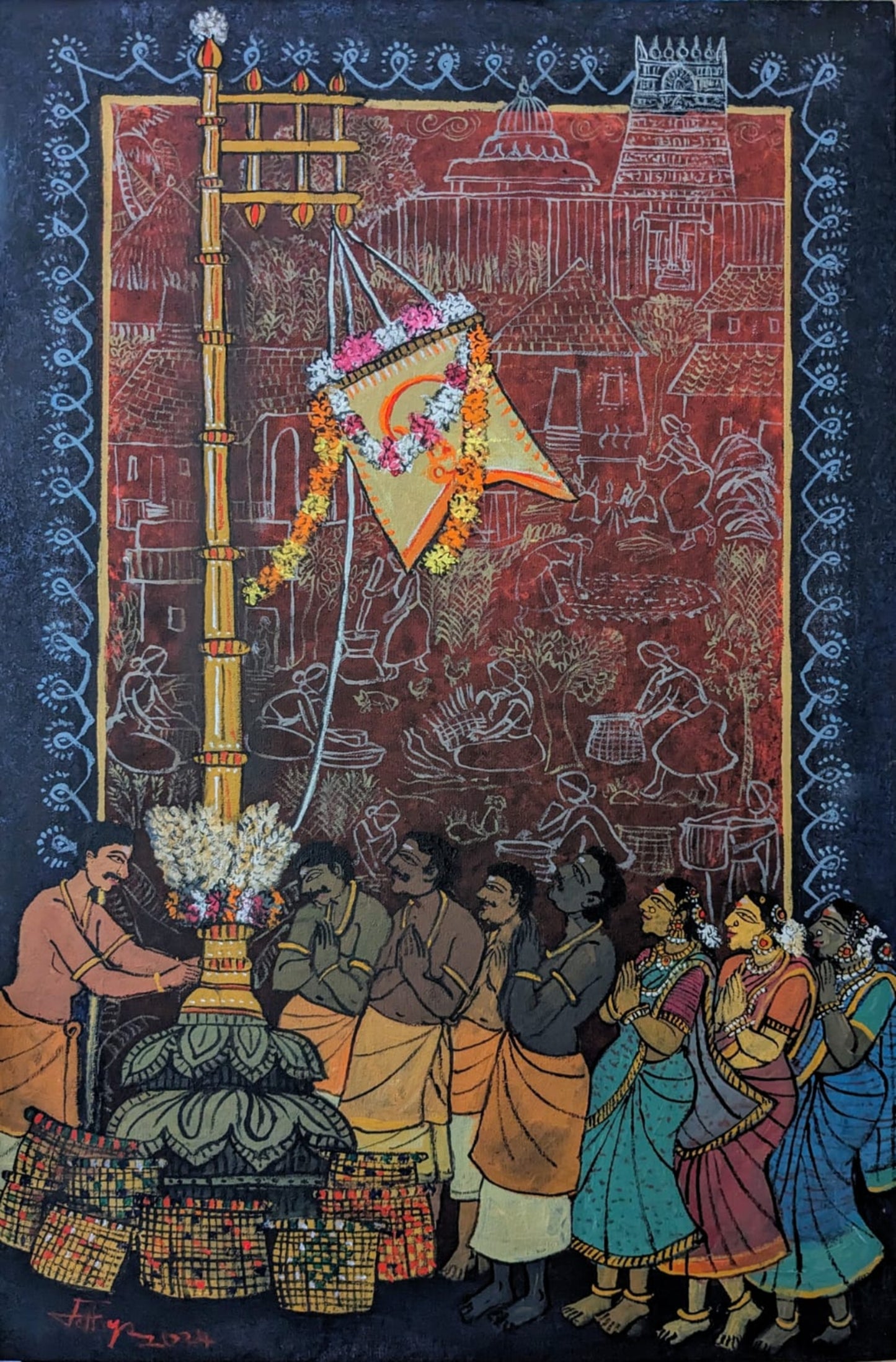 Chithirai thiruvizha flag hoisting | 24x36 | Acrylic
