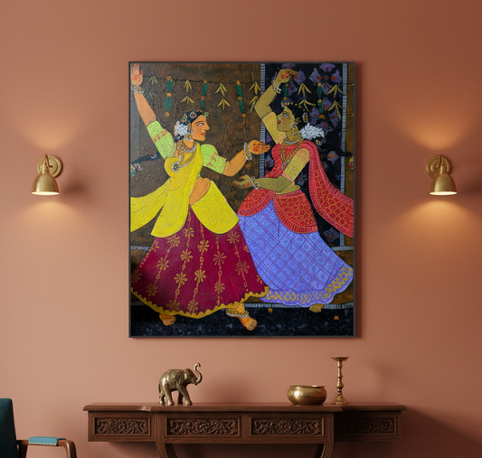 Teen Dance, acrylic on canvas, 30x36 inches — original artwork by Sathya N Prabhu