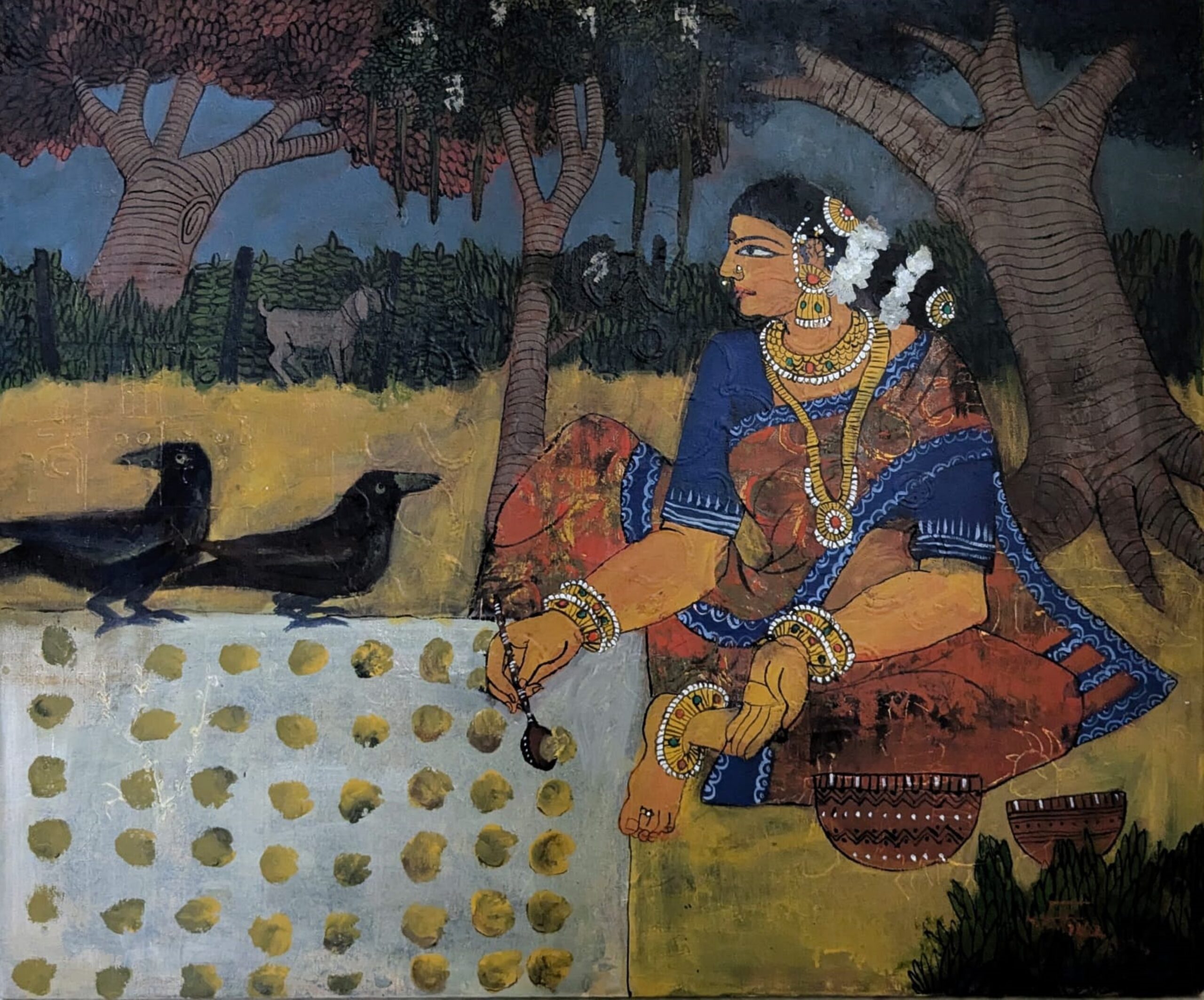 Sathya N Prabhu _ Women’s Papad Workshop_Acrylic on CAnvas_36x30 inches_2024