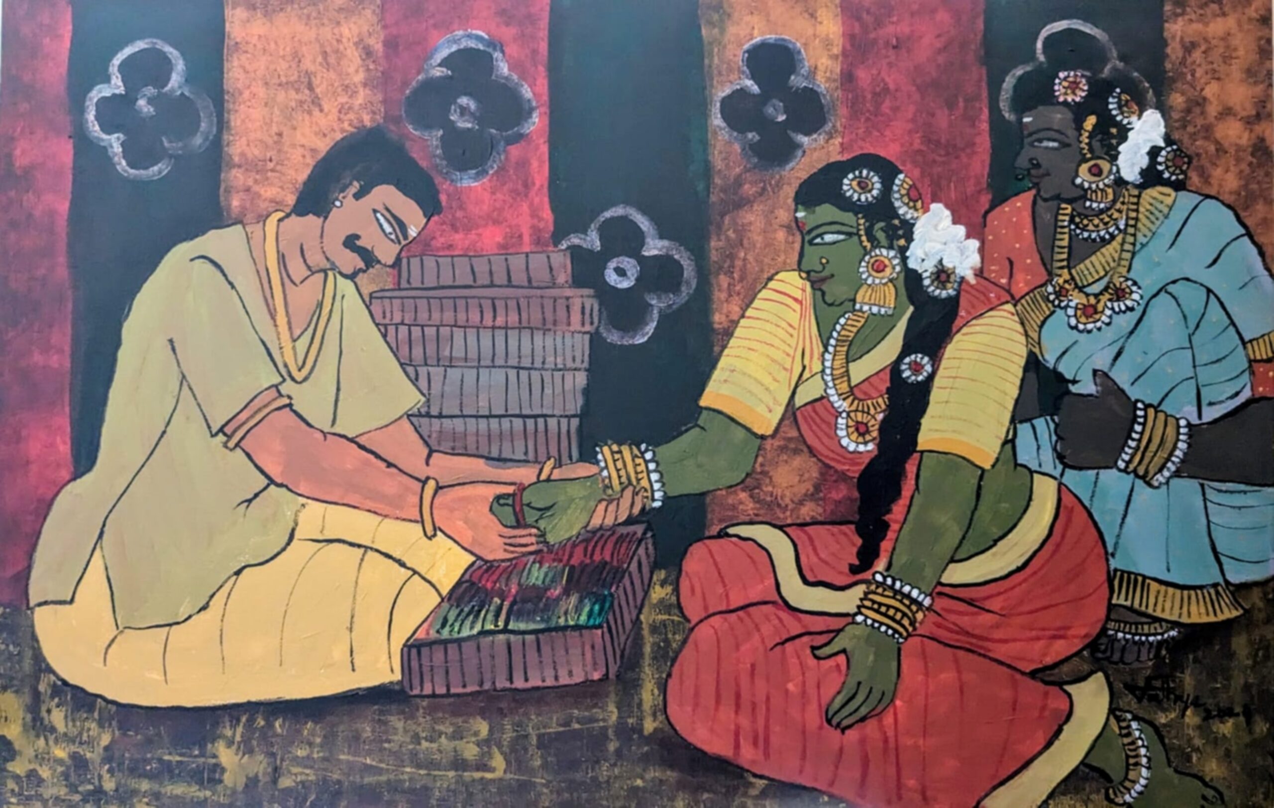 Sathya N Prabhu_Bangle Stall__36x24 inches_2024