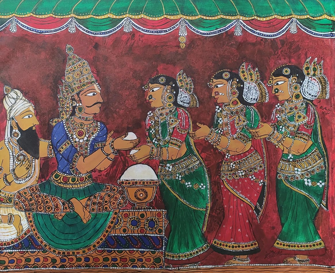 Sathya N Prabhu_Dasaratha with amirth_Acrylic on Canvas_36x30inches_2018